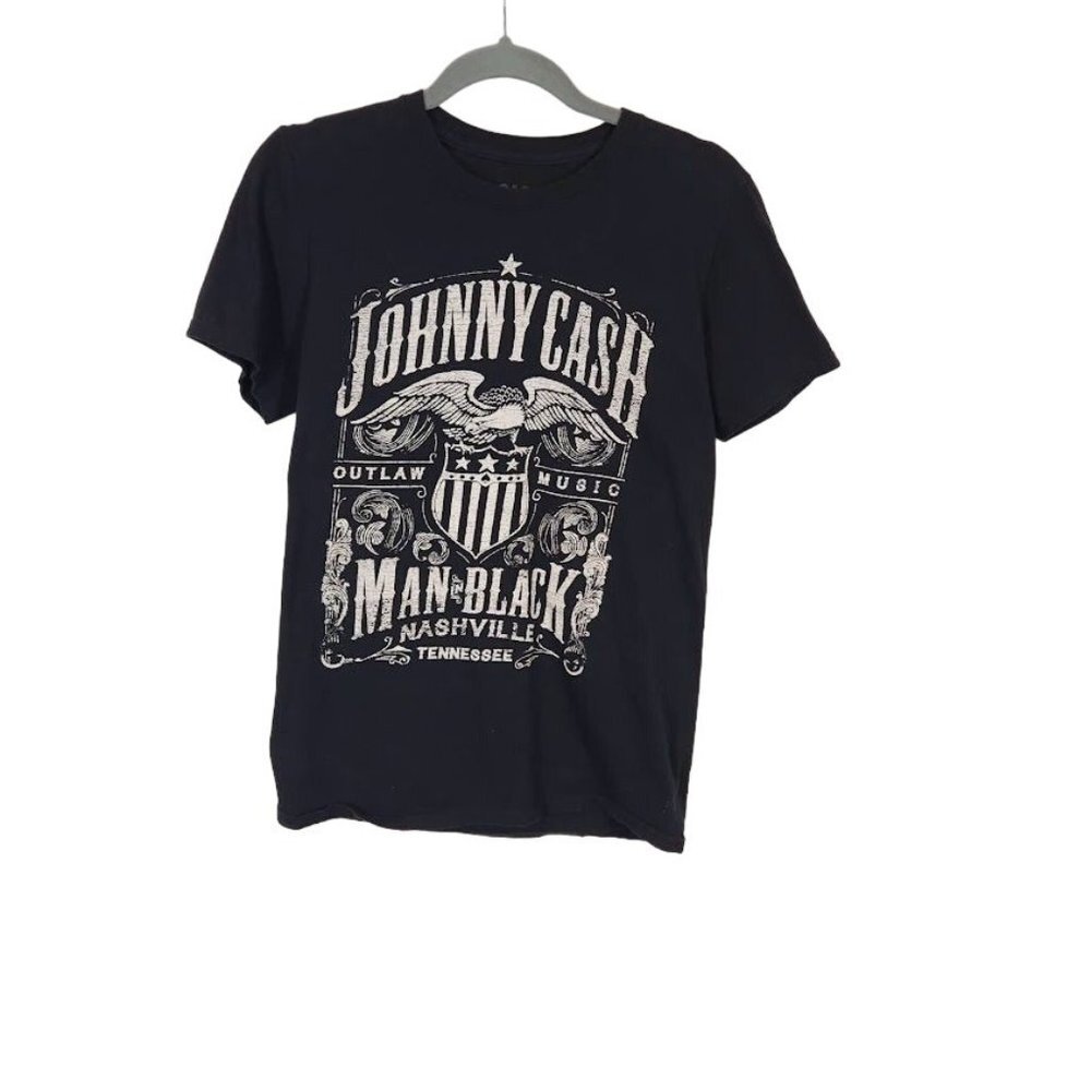 Johnny Cash Men's Graphic Band Tee in Black - Size Small